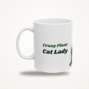 Crazy Plant Cat Lady Mug, Funny Snake Plant Cat Coffee Mug, Watercolor Cat and Plant Lover Gift