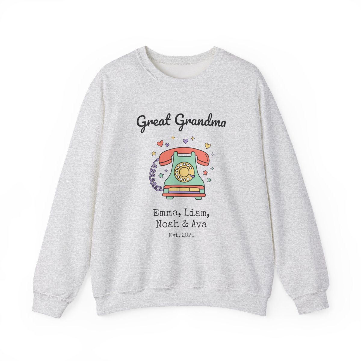 Personalized Great Grandma Sweatshirt with Grandkids Names, Retro Rotary Phone Crewneck - Image 2