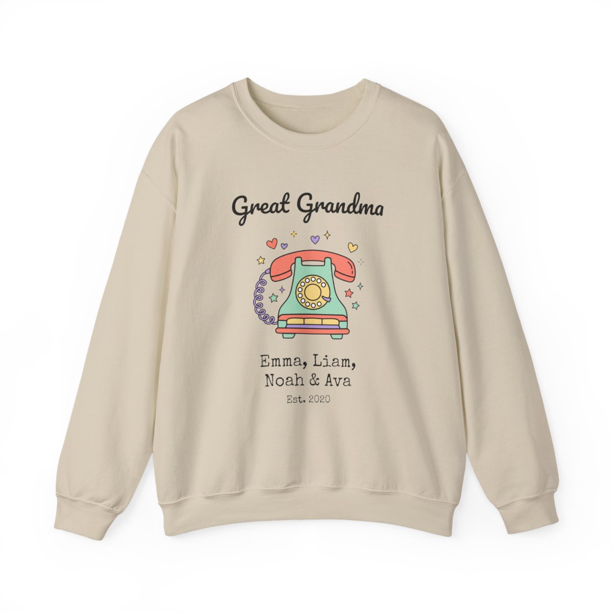 Personalized Great Grandma Sweatshirt with Grandkids Names, Retro Rotary Phone Crewneck - Image 3