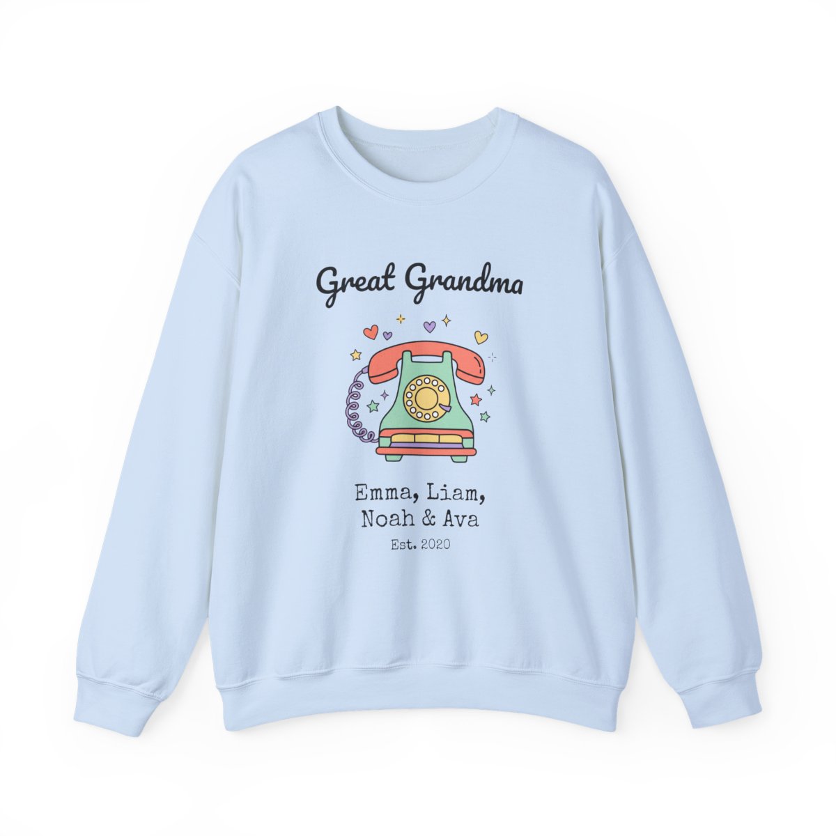 Personalized Great Grandma Sweatshirt with Grandkids Names, Retro Rotary Phone Crewneck - Image 4