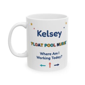 Float Pool Nurse Mug Personalized with Name, Funny Where Am I Working Today, Duck Pool Float Nurse Gift Coffee Cup