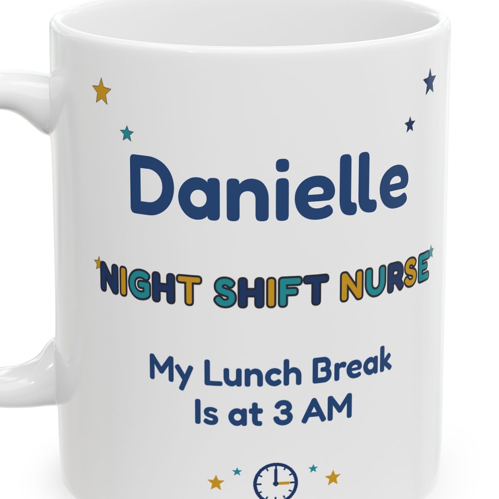 Night Shift Nurse Mug Personalized with Name, Funny My Lunch Break Is at 3 AM, Sleepy Owl Night Nurse Gift Coffee Cup - Image 3