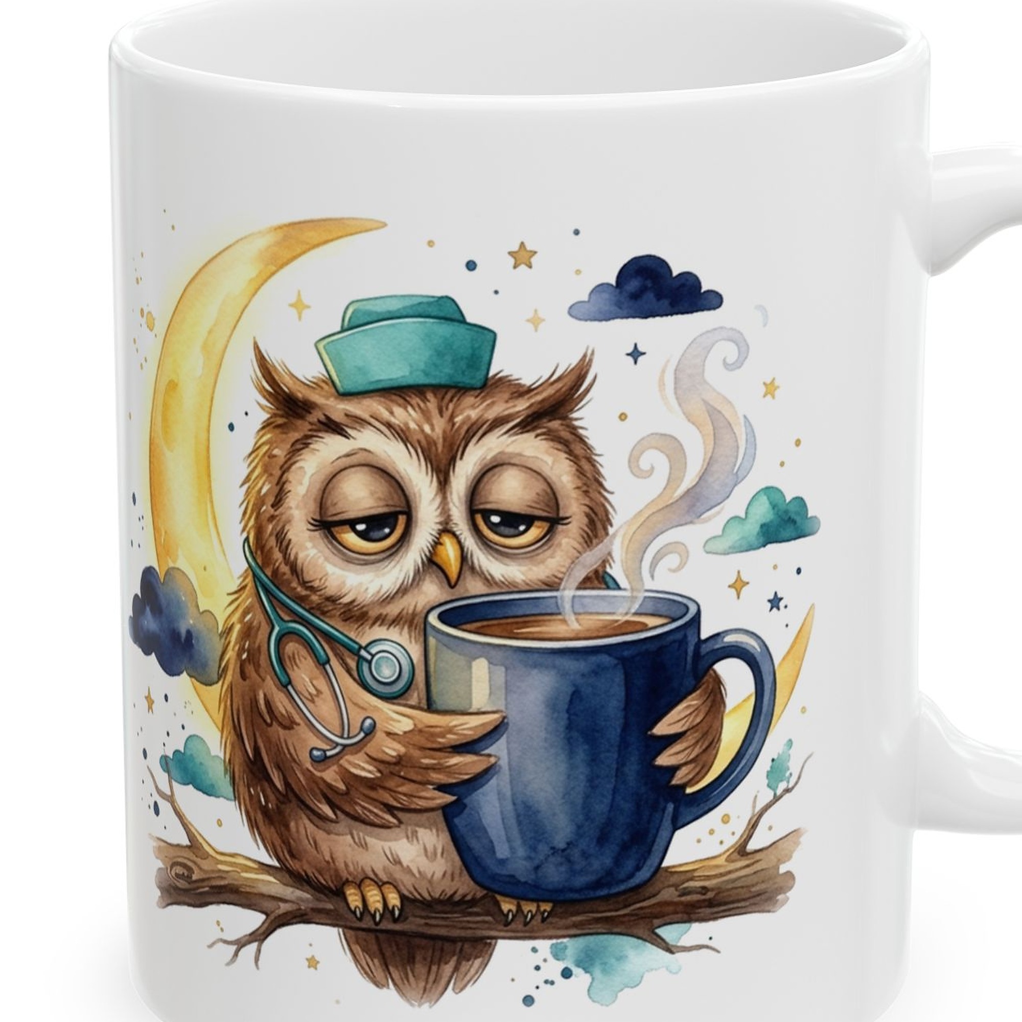 Night Shift Nurse Mug Personalized with Name, Funny My Lunch Break Is at 3 AM, Sleepy Owl Night Nurse Gift Coffee Cup - Image 4