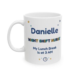 Night Shift Nurse Mug Personalized with Name, Funny My Lunch Break Is at 3 AM, Sleepy Owl Night Nurse Gift Coffee Cup