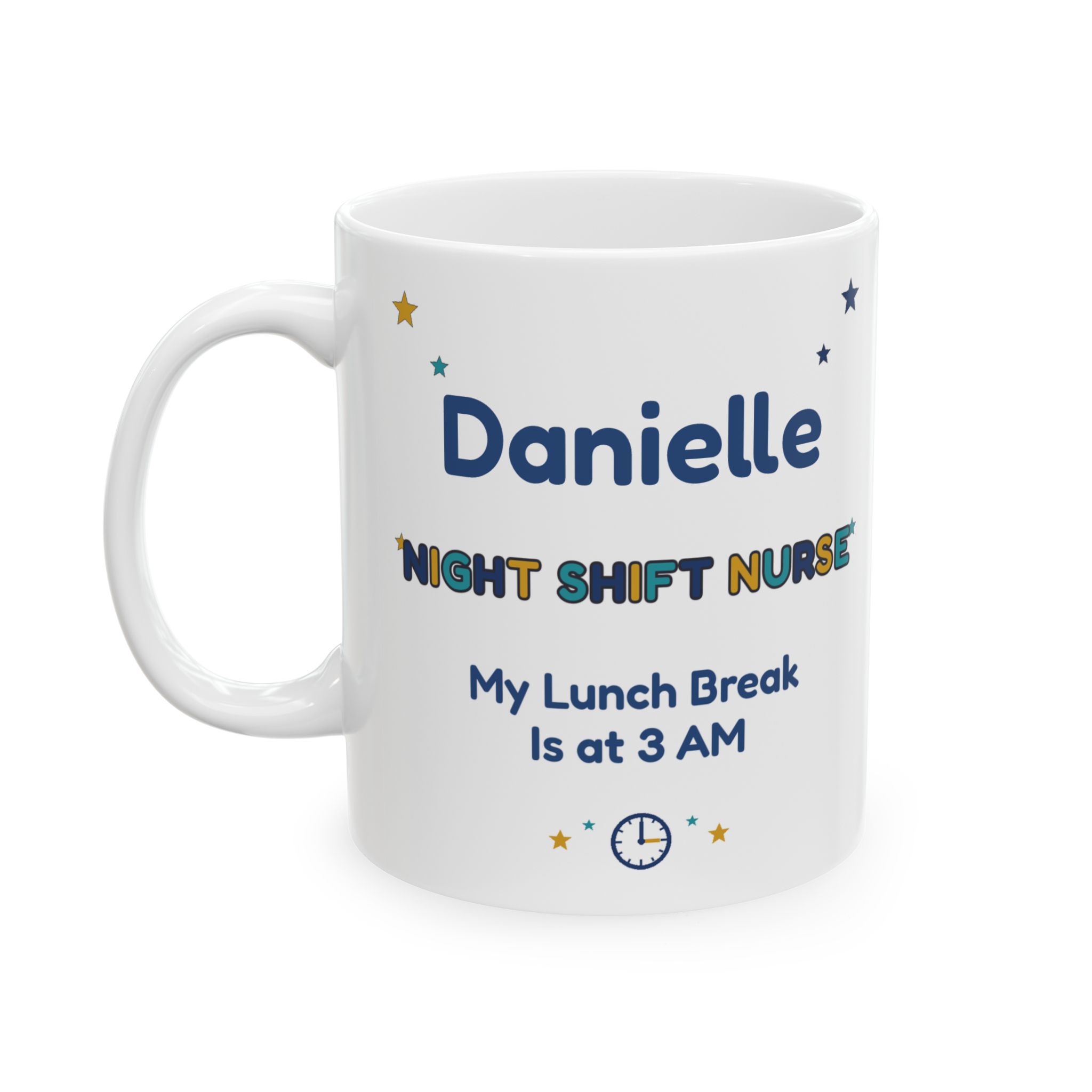 Night Shift Nurse Mug Personalized with Name, Funny My Lunch Break Is at 3 AM, Sleepy Owl Night Nurse Gift Coffee Cup