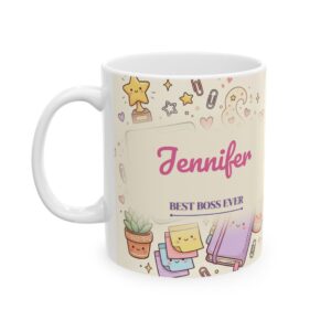 Boss Mug Personalized with Name, Pastel Kawaii Best Boss Ever, 11oz