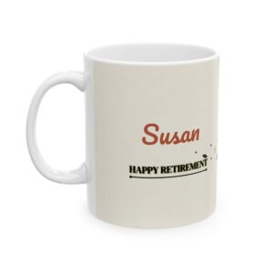 Retirement Mug Personalized, Minimal Line Art Beach Chair Coffee Cup with Custom Name, 11oz