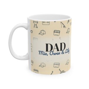Dad Mug Personalized Name, Minimal Line Art Coffee Cup, Custom Kids Names