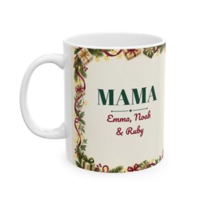 Mama Mug Personalized with Kids Names, Christmas Morning Coffee Cup