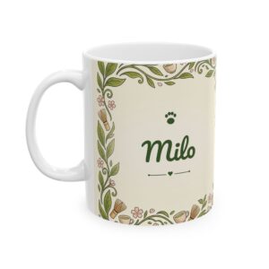 Custom Cat Mug with Your Cat's Name, Tuxedo Cat Matcha Cafe Personalized Coffee Cup