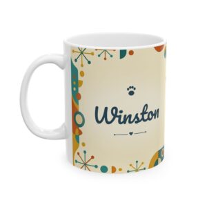 Custom Cat Mug with Your Cat's Name, British Shorthair Cat Mid Century Modern Personalized Coffee Cup