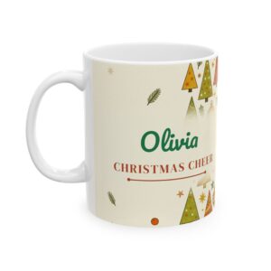 Personalized Christmas Mug, Vintage Retro Family Name Holiday Coffee Cup