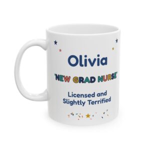 New Grad Nurse Mug Personalized with Name, Funny Licensed and Slightly Terrified, Nurse Graduation RN Gift Coffee Cup