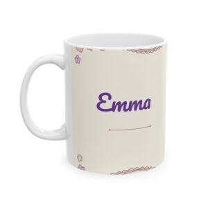 Custom Mug with Name, Pastel Clip Art Design, 11oz