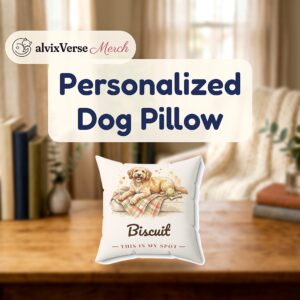 Personalized Dog Pillow with Name, This Is My Spot Dog Throw Pillow, Custom Dog Lover Gift, Dog Mom Home Decor