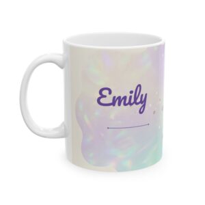 Personalized Coffee Mug, Custom Name with Iridescent Holographic Coffee Cups, 11oz Ceramic