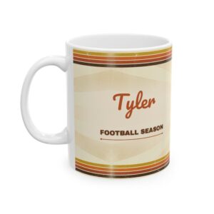 Football Mug Personalized Name, Vintage Retro 70s Football Season Custom Coffee Cup