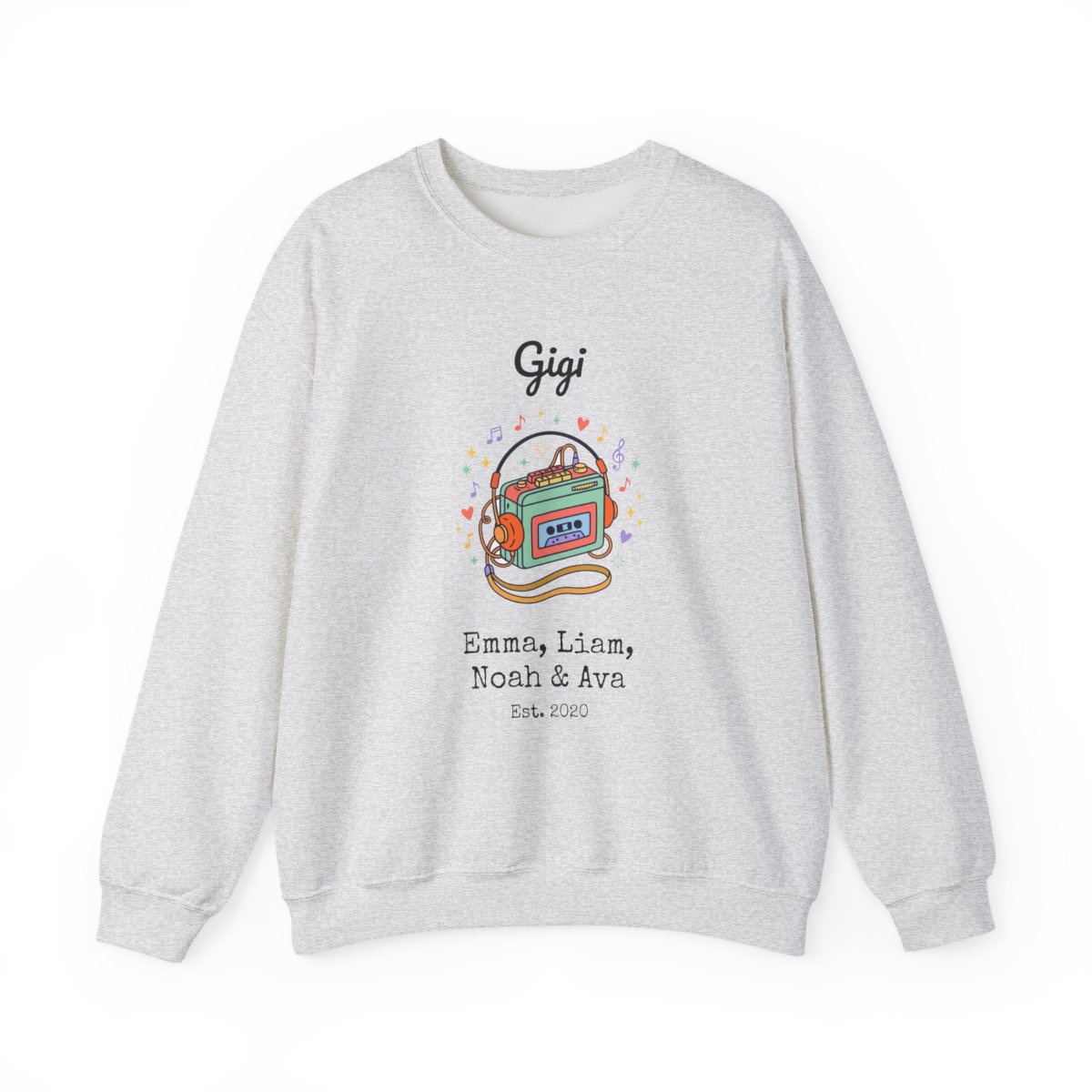 Personalized Gigi Sweatshirt with Grandkids Names, Retro Cassette Player Crewneck - Image 2