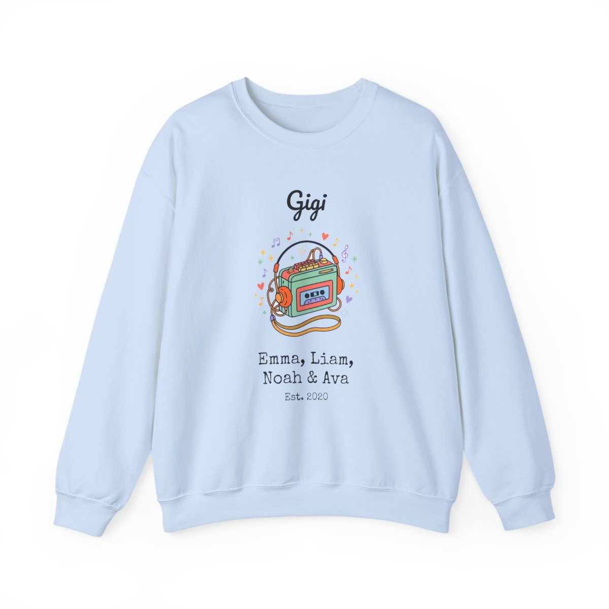 Personalized Gigi Sweatshirt with Grandkids Names, Retro Cassette Player Crewneck - Image 4