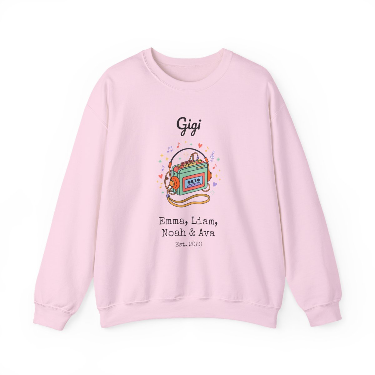 Personalized Gigi Sweatshirt with Grandkids Names, Retro Cassette Player Crewneck - Image 5