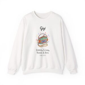 Personalized Gigi Sweatshirt with Grandkids Names, Retro Cassette Player Crewneck