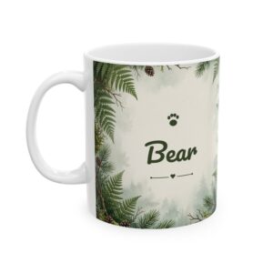 Custom Cat Mug with Your Cat's Name, Maine Coon Cat Pine Forest Personalized Coffee Cup