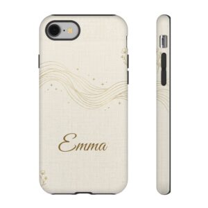 Custom Name Minimalist Gold Line Phone Case, Neutral, Tough Cover for iPhone 18 Pro Max, 17, Galaxy S26