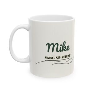 Golf Mug Personalized Name, Minimal Line Art Swing Sip Repeat Coffee Cup for Golfer