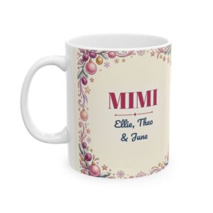 Mimi Mug Personalized with Grandkids Names, Nutcracker Sugarplum Christmas Coffee Cup