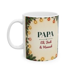 Papa Mug Personalized with Grandkids Names, Christmas Tree Lot Coffee Cup
