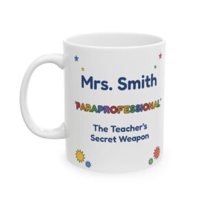 Paraprofessional Mug Personalized with Name, Funny The Teacher's Secret Weapon, Superhero Apple Para Gift Coffee Cup