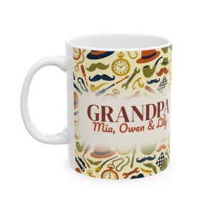 Grandpa Mug Personalized Name, Vintage Retro Coffee Cup, Custom Grandkids Names