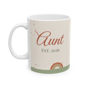 Personalized Aunt Mug, Boho Rainbow, Est. Year, 10 Kids Names (11oz Ceramic)