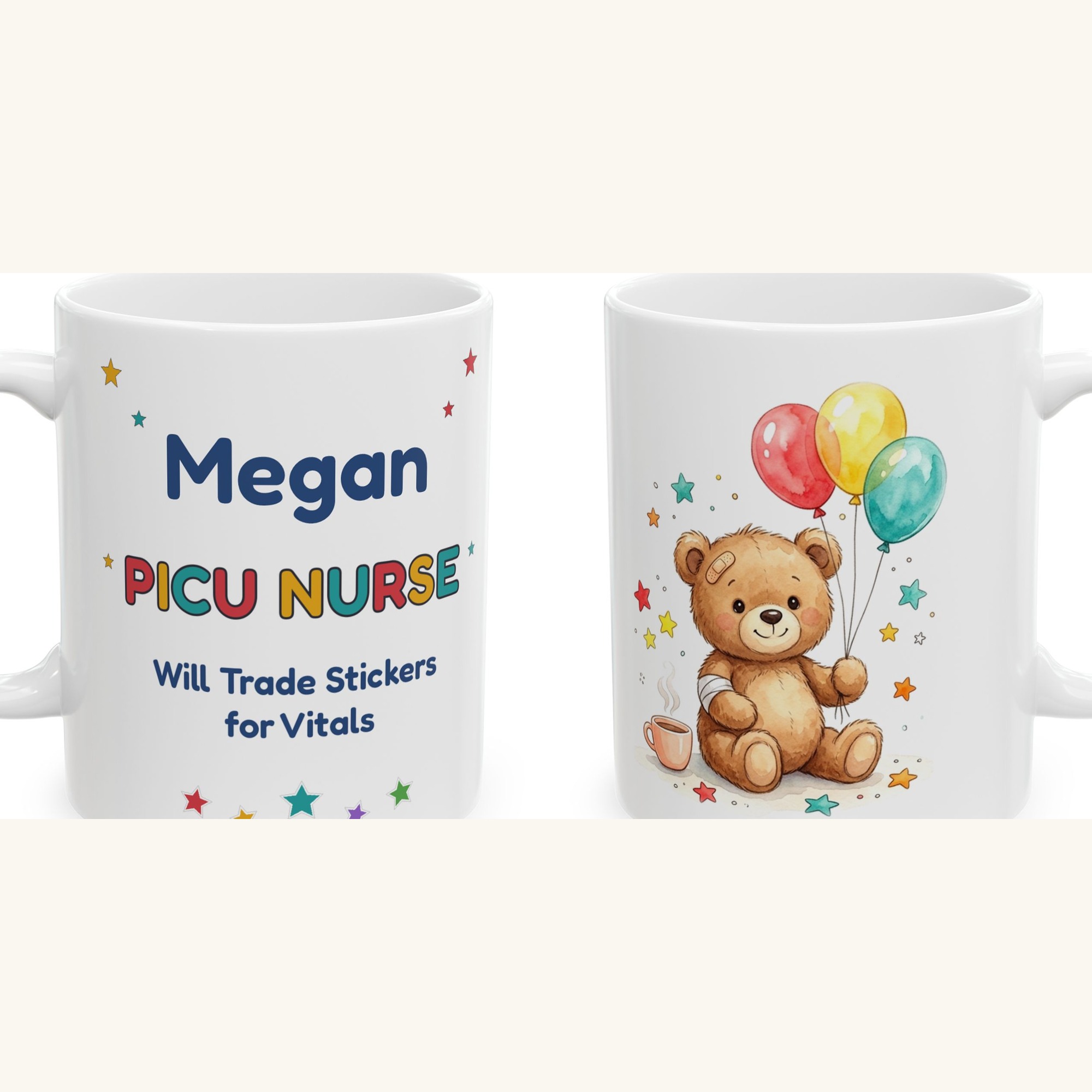 PICU Nurse Mug Personalized with Name, Funny Will Trade Stickers for Vitals, Pediatric ICU Nurse Gift Coffee Cup - Image 5