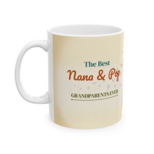 Grandparents Mug Personalized with Names, Retro 70s Nana and Papa, 11oz