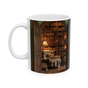 Personalized Book Lover Mug, Library Name, Cozy Bookshelf Coffee Cup for Reader or Librarian