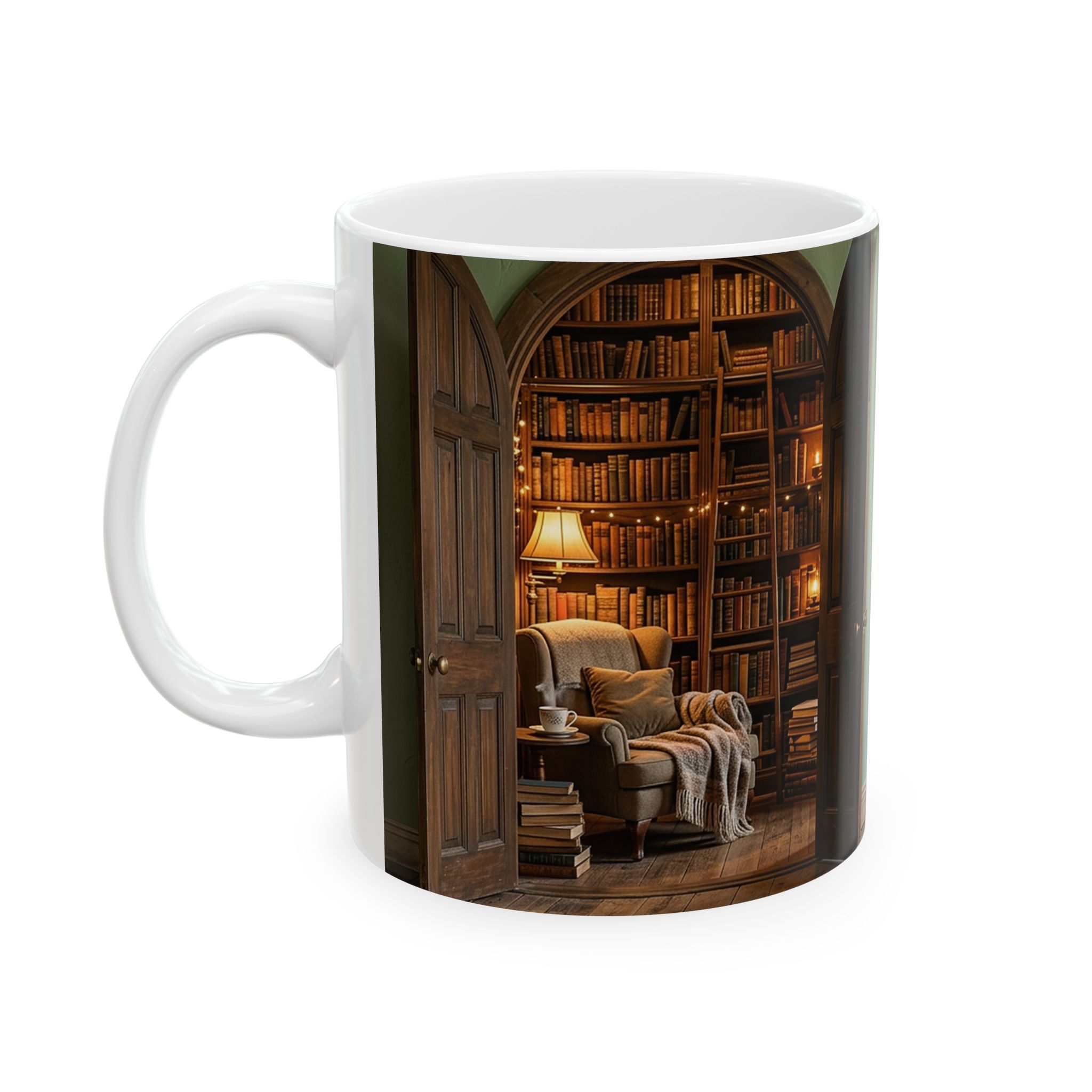 Personalized Book Lover Mug, Library Name, Cozy Bookshelf Coffee Cup for Reader or Librarian