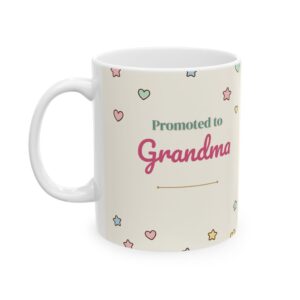 Promoted to Grandma Mug Personalized Baby Name, Pastel New Grandma Pregnancy Announcement Cup