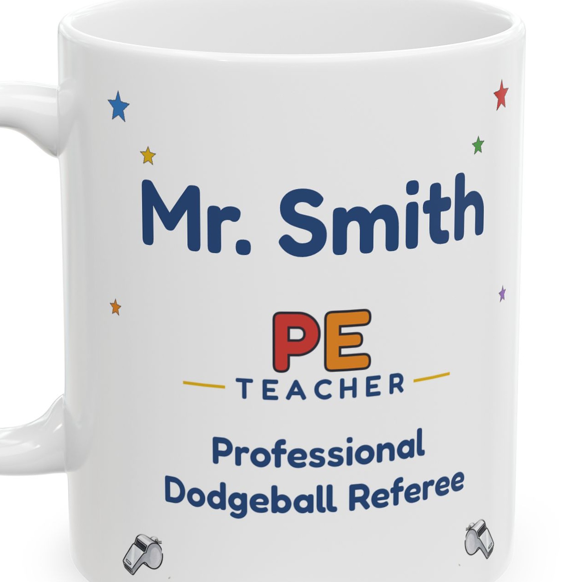 PE Teacher Mug Personalized with Name, Funny Professional Dodgeball Referee, Gym Teacher Coach Gift Coffee Cup - Image 3