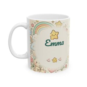 Personalized Coffee Mug with Name, Pastel Kawaii Design, 11oz