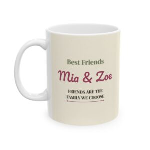 Best Friend Mug Personalized with Names, Minimal Line Art, Friends Are the Family We Choose, 11oz