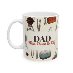 Dad Mug Personalized Name, Vintage Retro Coffee Cup, Custom Kids Names