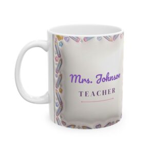 Teacher Mug Personalized with Name, 3D Iridescent Holographic Pencils Coffee Cup
