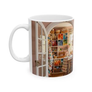 Personalized Crochet Mug, Craft Room Name, Yarn Lover Crocheter Coffee Cup