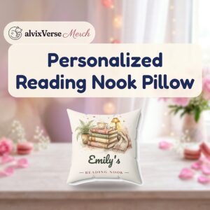 Personalized Reading Nook Pillow with Name, Book Lover Throw Pillow, Cozy Library Decor, Gift for Readers and Bookworms