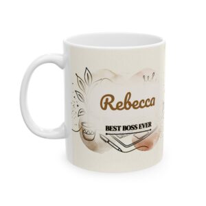 Boss Mug Personalized with Name, Minimal Line Art Best Boss Ever, 11oz