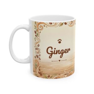Custom Cat Mug with Your Cat's Name, Orange Tabby Cat Latte Peek Personalized Coffee Cup