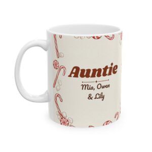 Auntie Mug Personalized with Nieces and Nephews Names, Hot Cocoa Bar Christmas Coffee Cup