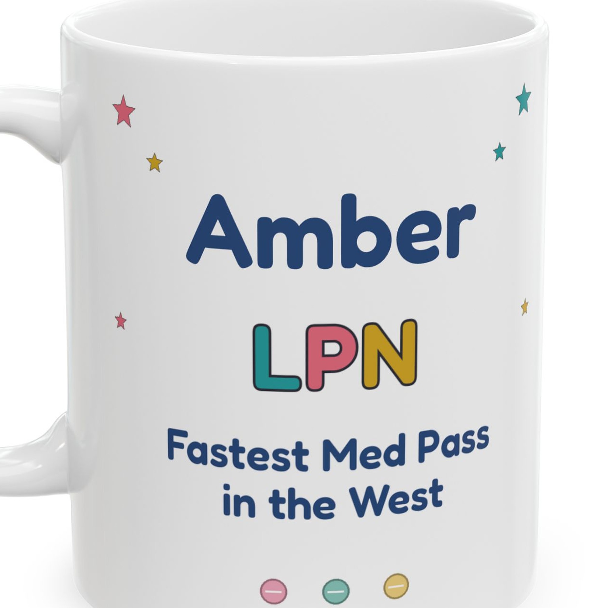 LPN Mug Personalized with Name, Funny Fastest Med Pass in the West, Floral Stethoscope LPN Nurse Gift Coffee Cup - Image 3