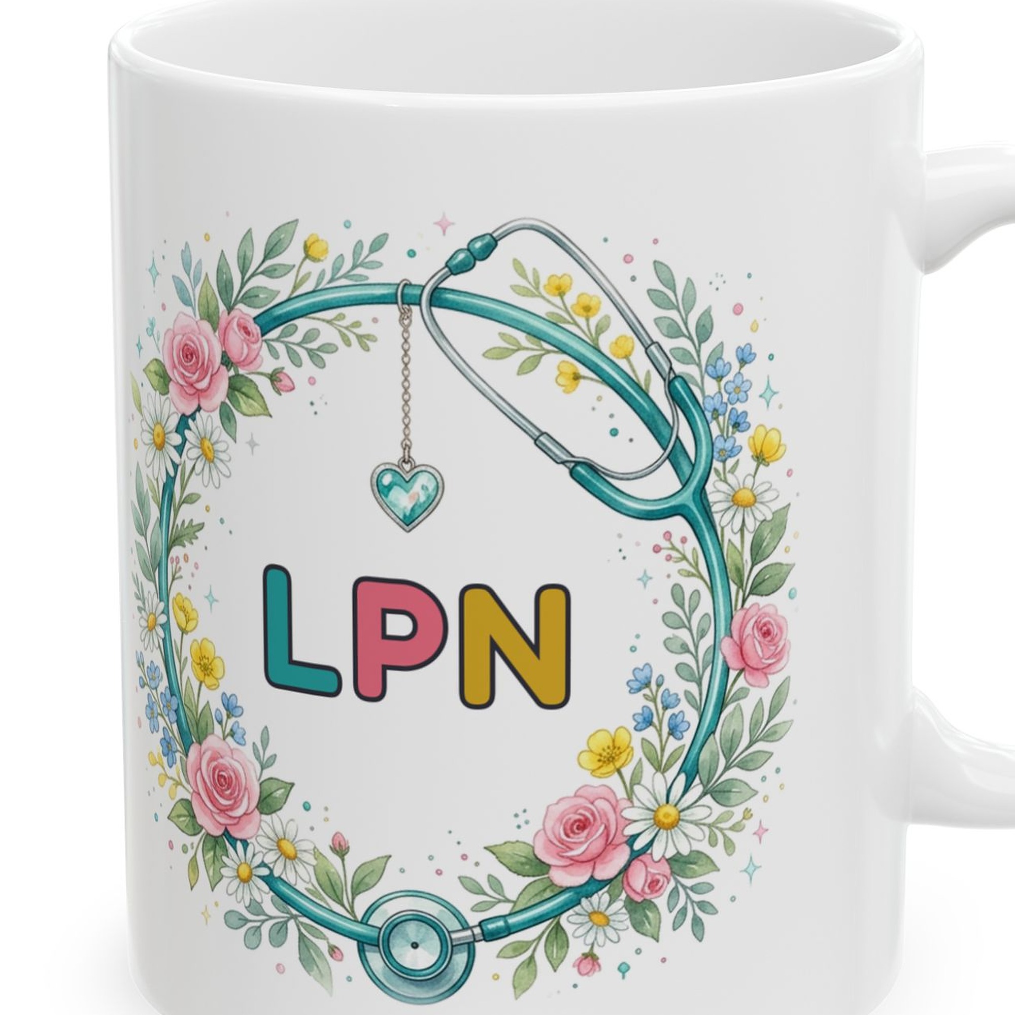LPN Mug Personalized with Name, Funny Fastest Med Pass in the West, Floral Stethoscope LPN Nurse Gift Coffee Cup - Image 4